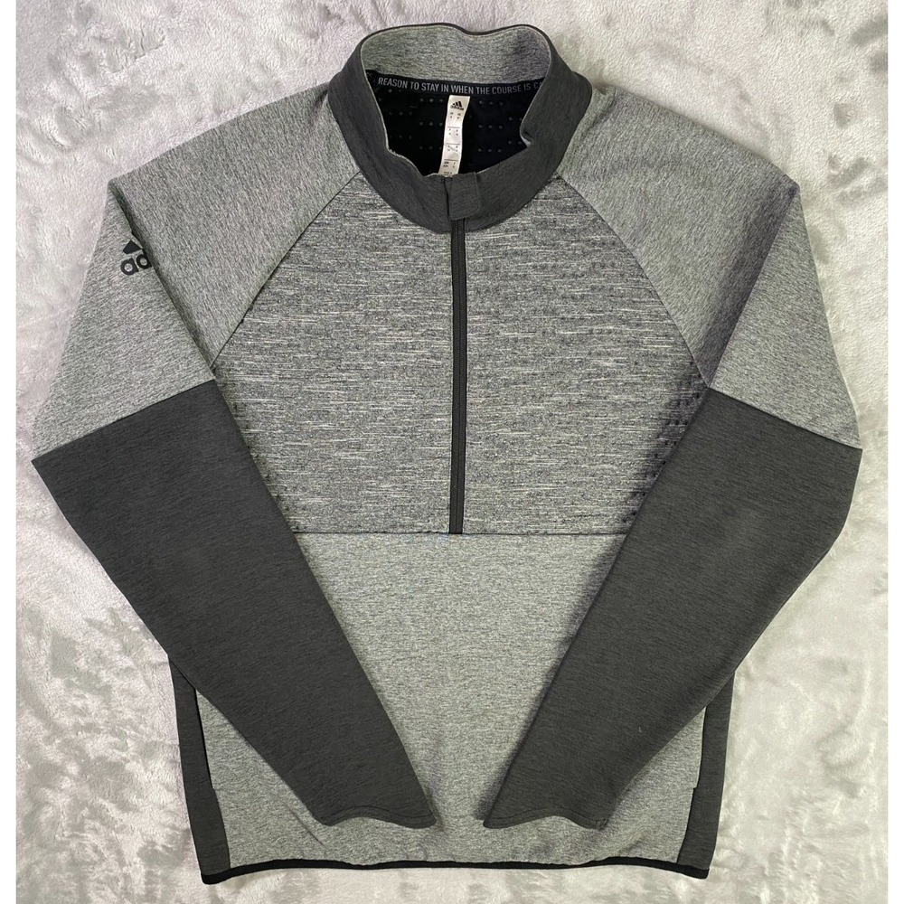 Adidas Quilted 1/4 Zip Pullover Mens Size M Gray Colorblock FJ6717 Golf Jacket
